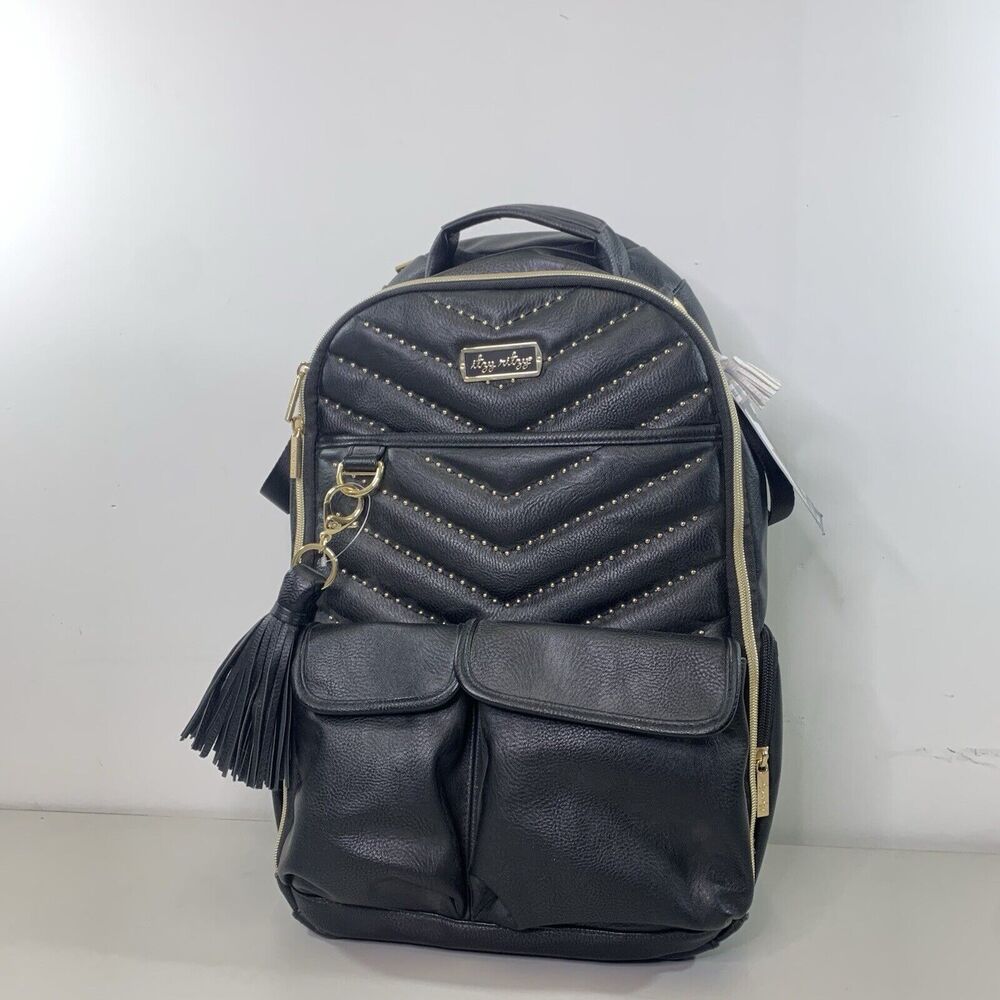 Itzy Ritzy Boss Diaper Bag Backpack Black "Rock and Roll" with Changing Pad nw
